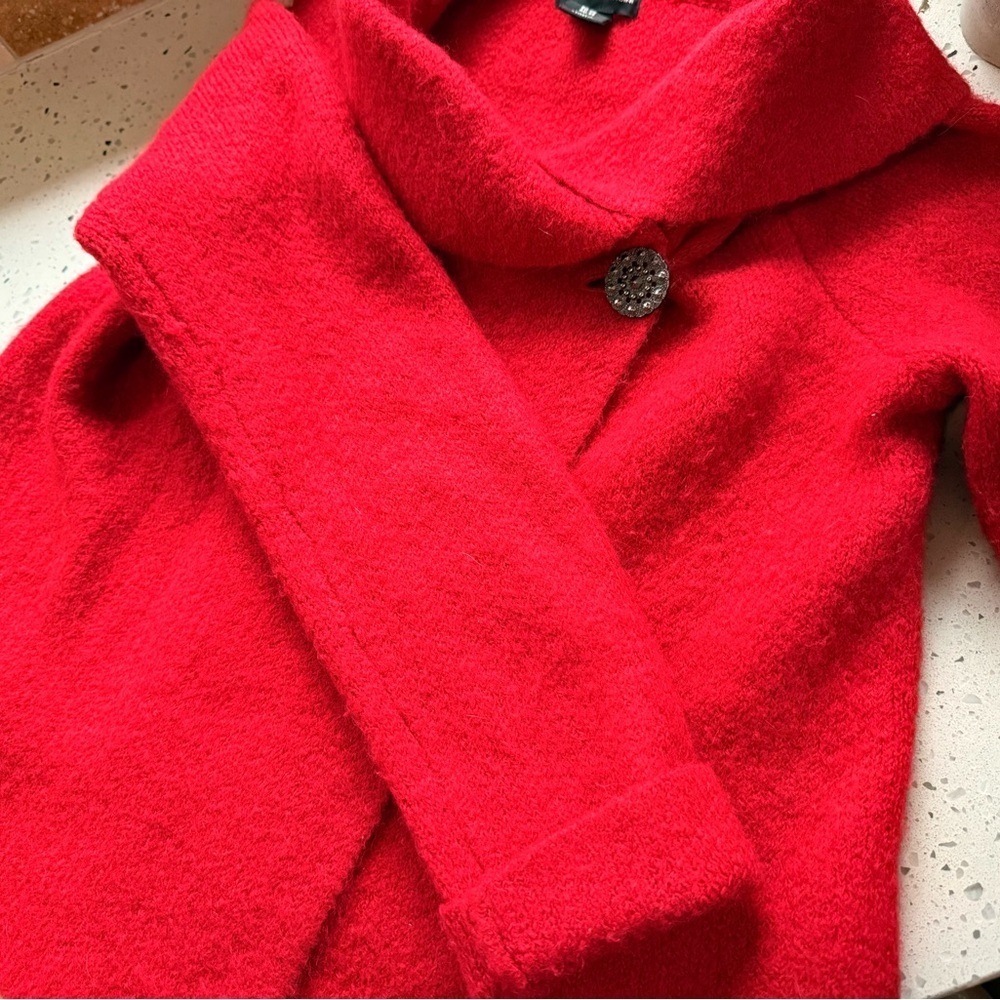 Adrienne Vittadini Vibrant Red Cowl Neck Sweater jacket XS - Picture 8 of 8